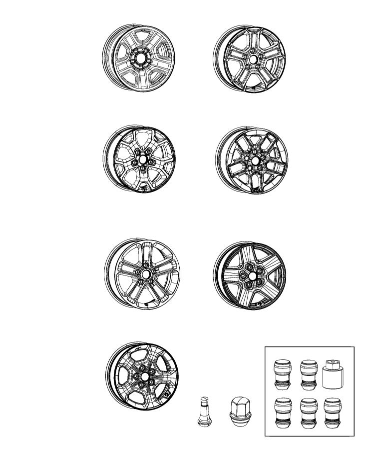 Diagram Wheels and Hardware. for your 2022 Jeep Renegade   