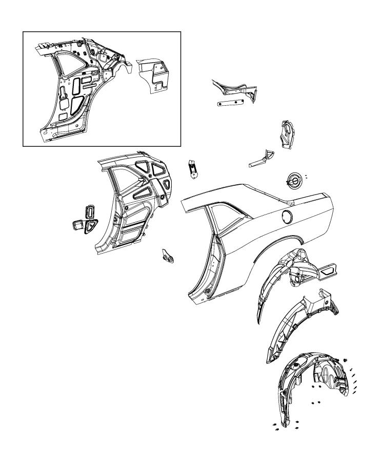 Diagram Rear Quarter Panel. for your 2021 Dodge Challenger  R/T Scat Pack Shaker Widebody 