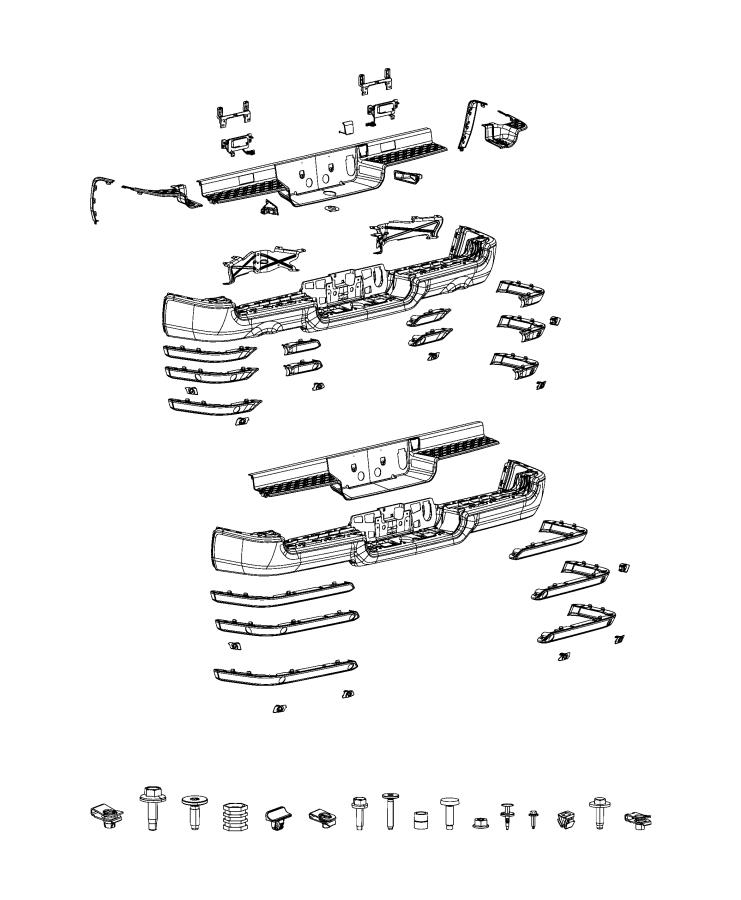 Diagram Bumper, Rear. for your 2022 Ram 1500   