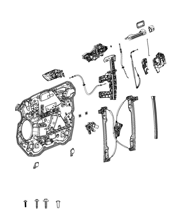 Diagram Front Door, Hardware Components. for your 2022 Ram 1500  Big Horn Crew Cab 