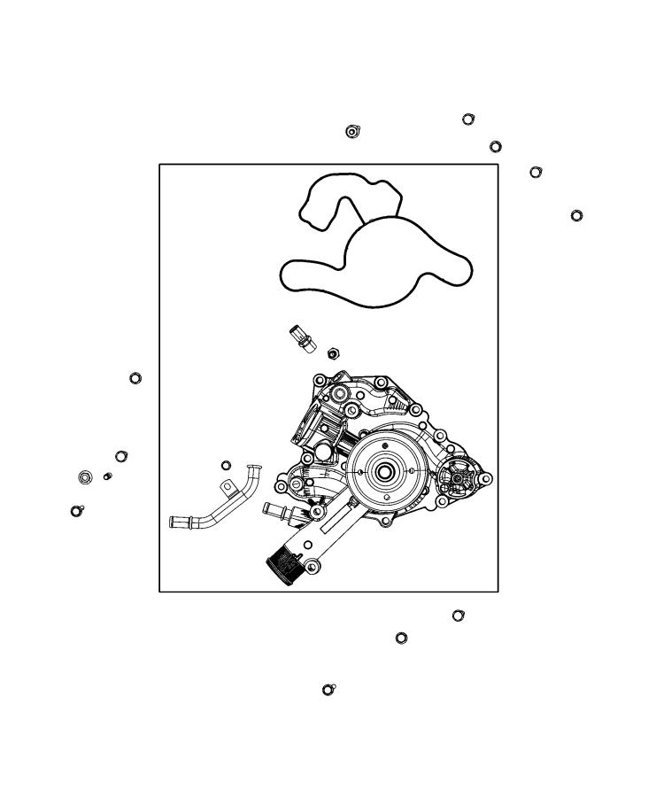 Diagram Water Pump and Related Parts. for your 2022 Ram 3500 6.4L HEMI V8 Tradesman Std Cab 