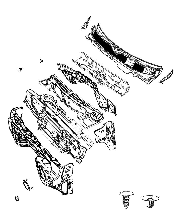 Cowl, Dash Panel and Related Parts. Diagram