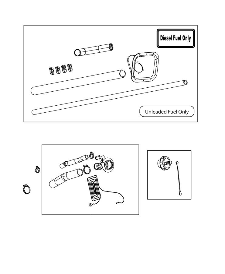 Fuel Tank Filler Tube and Related Parts. Diagram