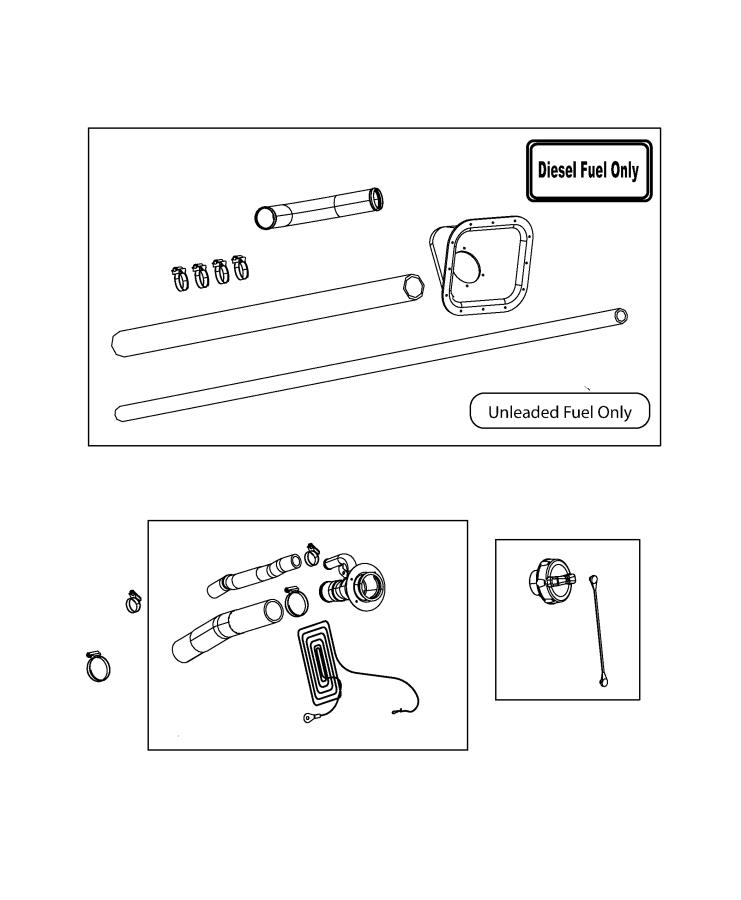 Fuel Tank Filler Tube and Related Parts. Diagram