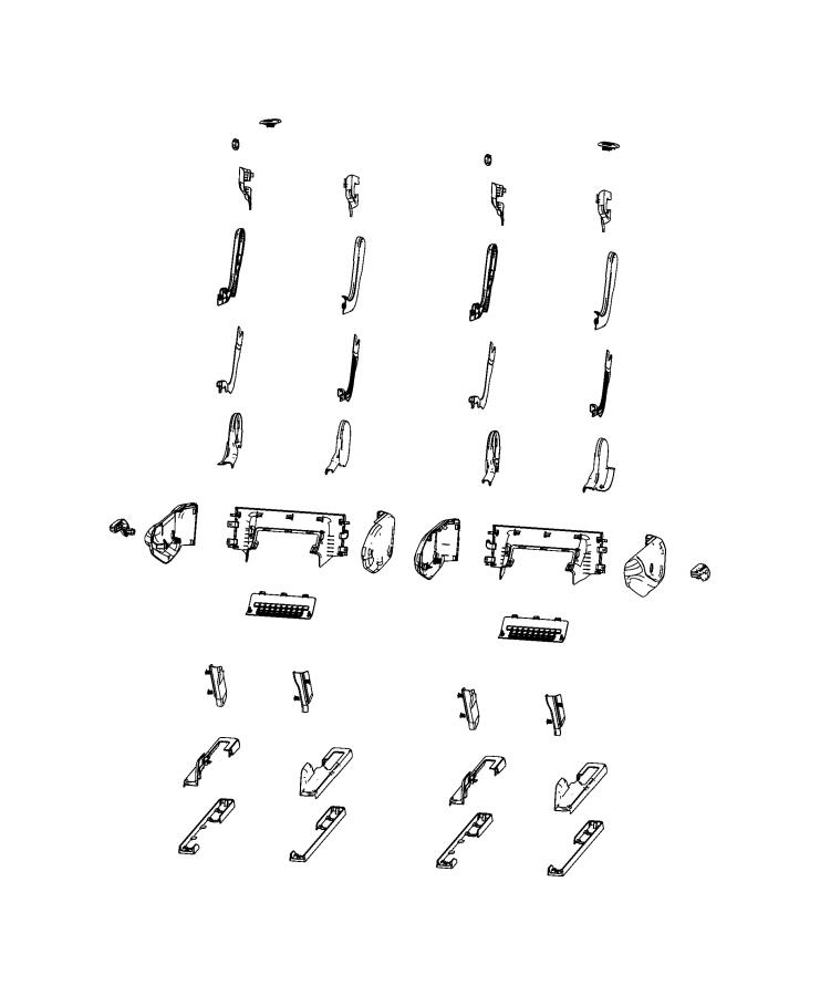 Diagram Second Row - Adjusters, Recliners, Shields and Risers, Bucket. for your Jeep