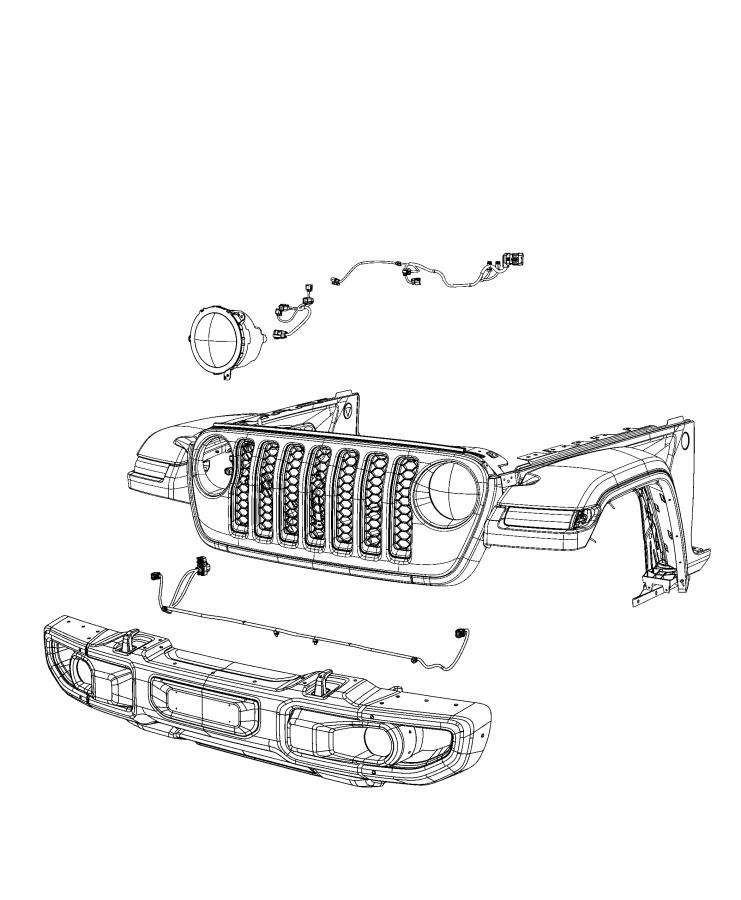 Diagram Wiring, Front End. for your 2022 Jeep Wrangler 3.0L Turbo V6 Diesel M/T 4WD Unlimited Sport 