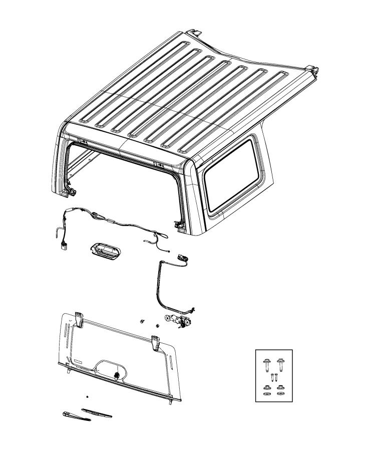 Diagram Wiper and Washer System, Rear. for your 2022 Jeep Wrangler 3.6L V6 M/T 4WD Unlimited Willys 