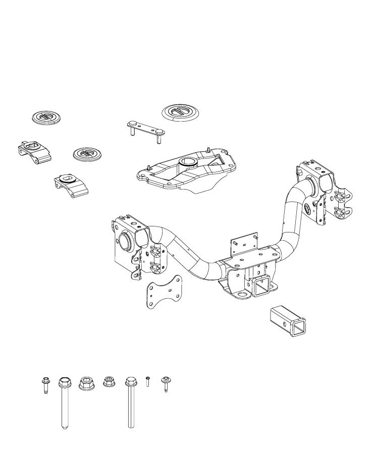 Tow Hooks and Hitches, Rear. Diagram