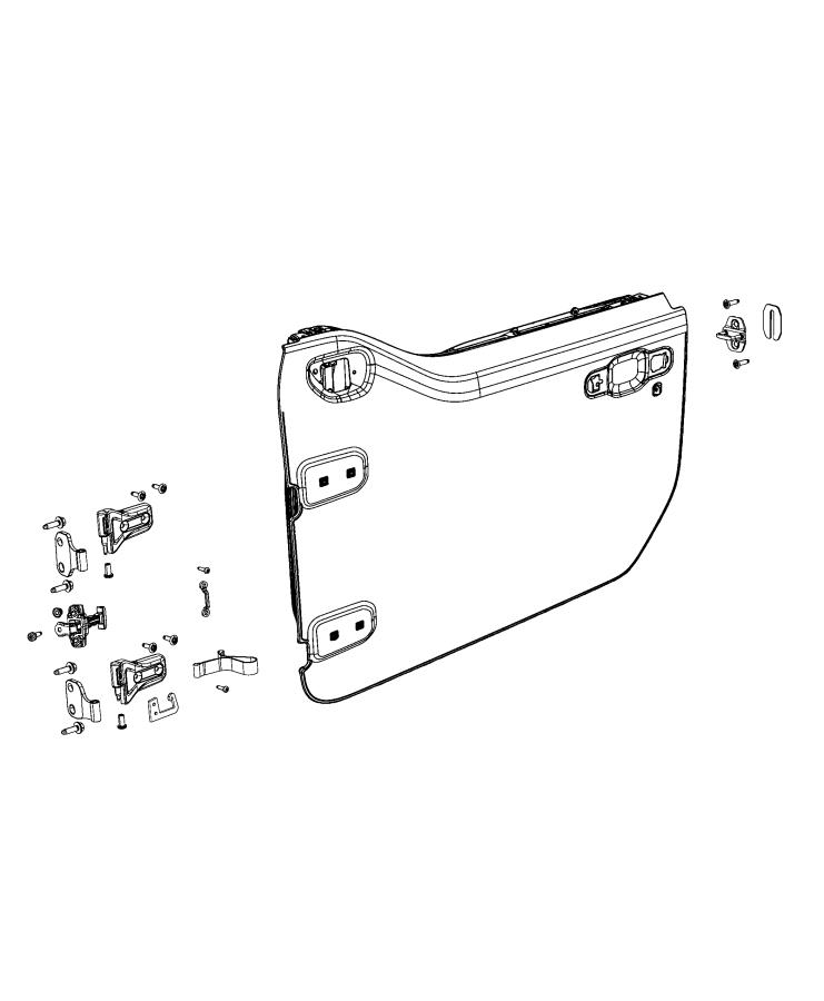 Diagram Front Door, Shell and Hinges. for your 2022 Jeep Wrangler   