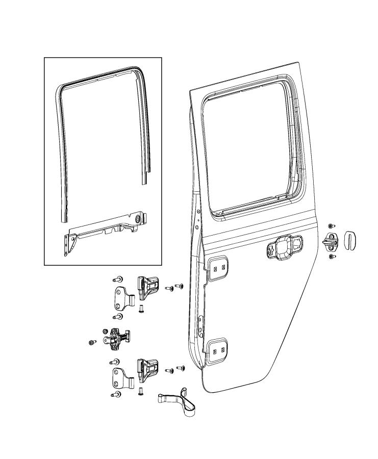 Diagram Rear Door, Shell and Hinges. for your 2022 Jeep Wrangler   