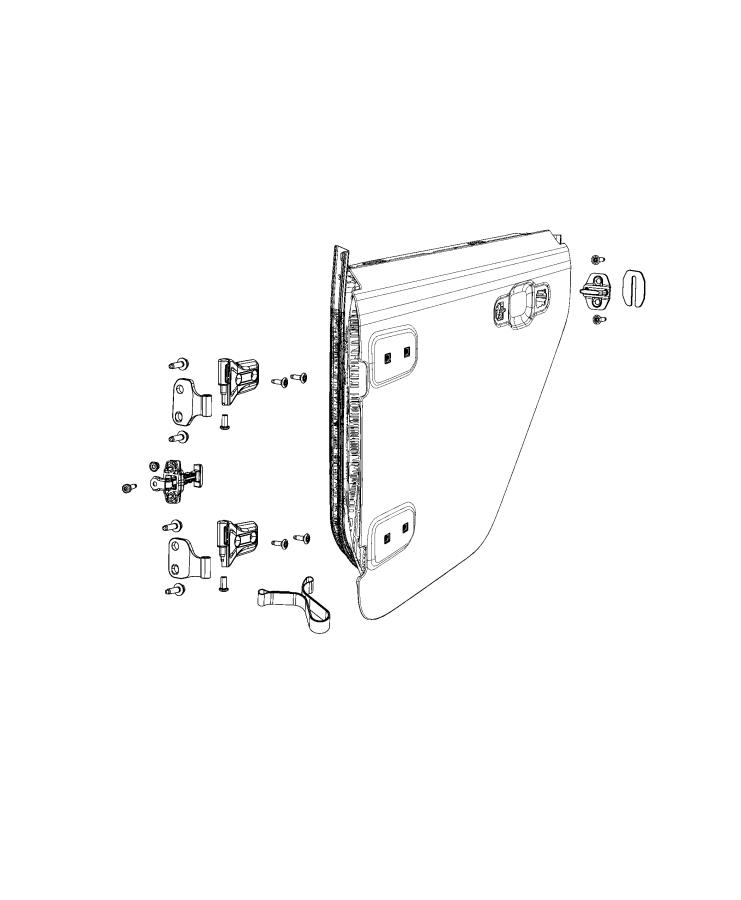 Diagram Rear Door, Shell and Hinges. for your 2022 Jeep Wrangler   