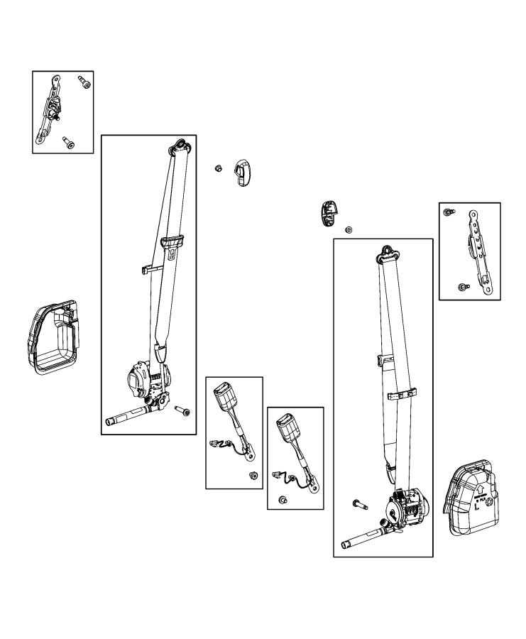 Diagram Seat Belts, First Row. for your 2019 Dodge Challenger   