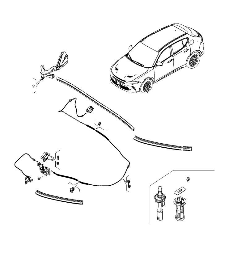 Diagram Hood and Related Parts. for your 2016 Dodge Dart   