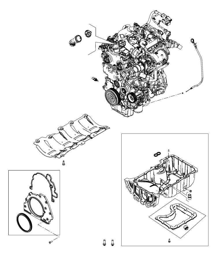 Diagram Engine Oil Pan, Engine Oil Level Indicator and Related Parts. for your 2010 Jeep Wrangler   