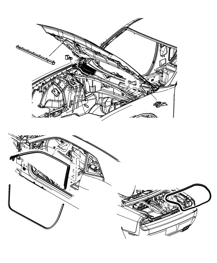 Diagram Body Weatherstrips and Seals. for your 2023 Dodge Challenger 5.7L HEMI V8 M/T R/T 