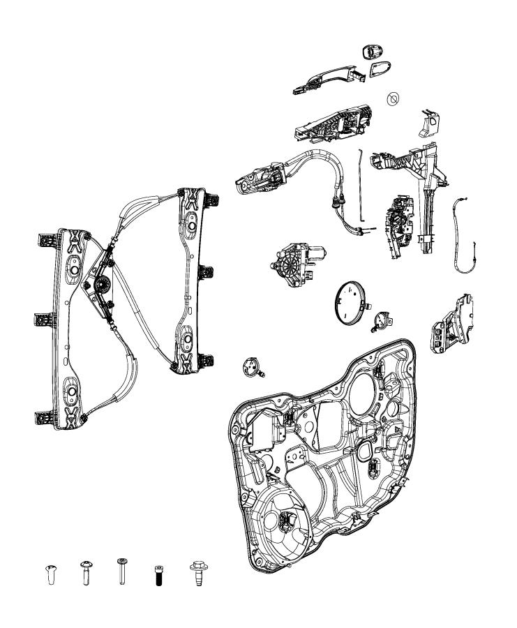 Diagram Front Door, Hardware Components. for your Jeep