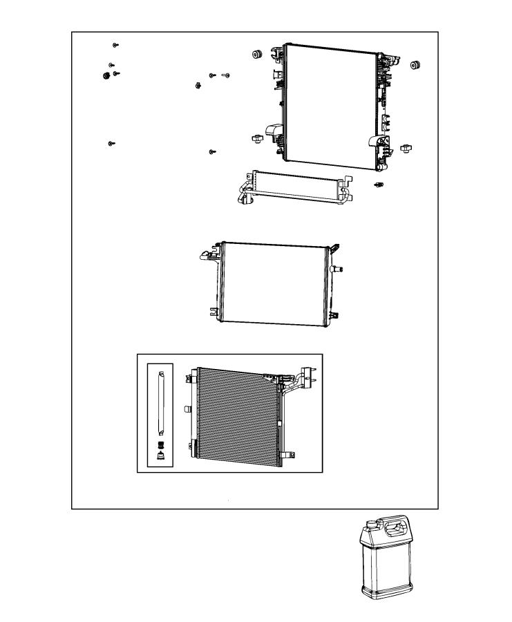 Diagram Cooling Modules, Radiator, Condenser And Related Parts. for your 2024 Jeep Wrangler   