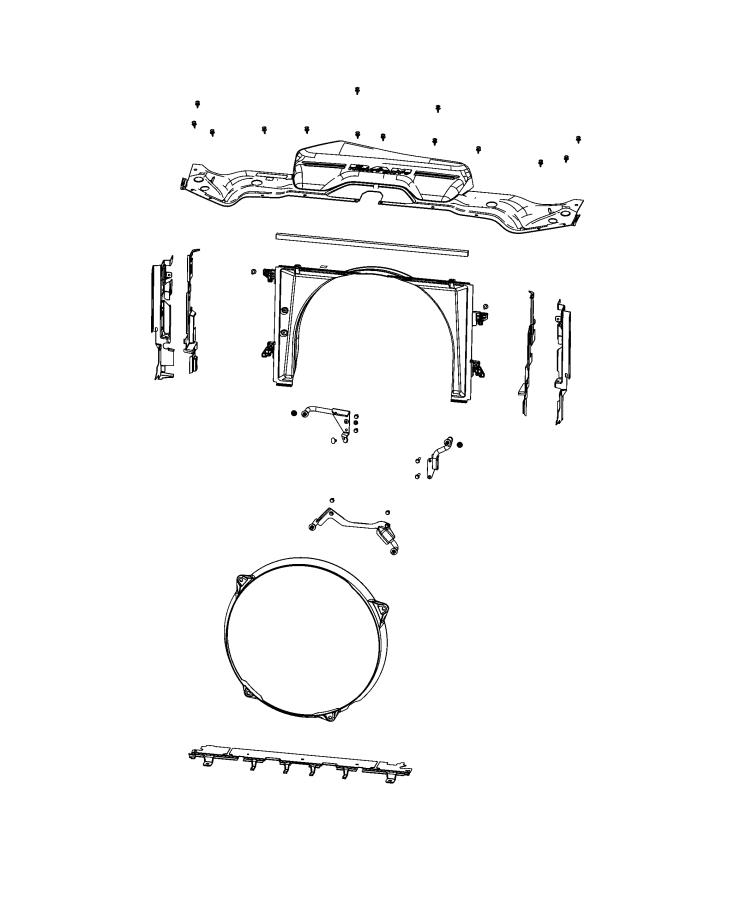 Diagram Radiator Seals, Shields, and Baffles. for your 2023 Ram 2500   