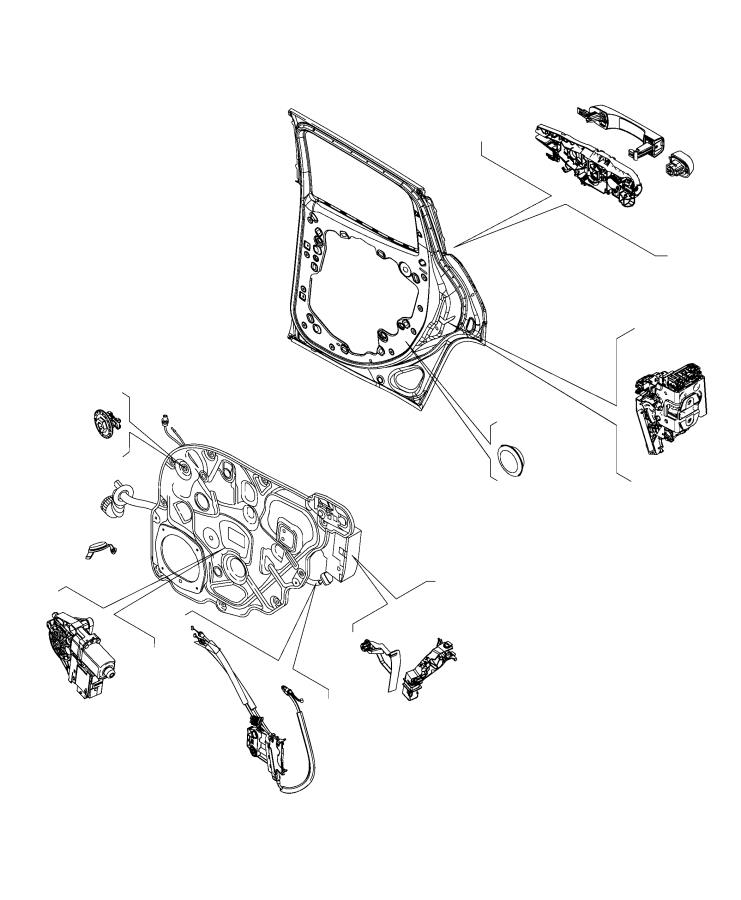 Diagram Rear Door, Hardware Components. for your Fiat 500X  