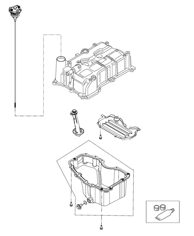 Engine Oil Pan, Engine Oil Level Indicator and Related Parts. Diagram