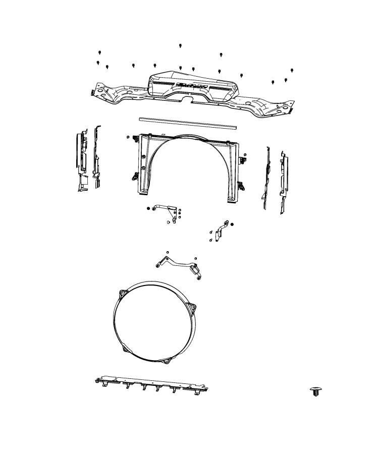 Diagram Radiator Seals, Shields, and Baffles. for your 2024 Ram 2500   