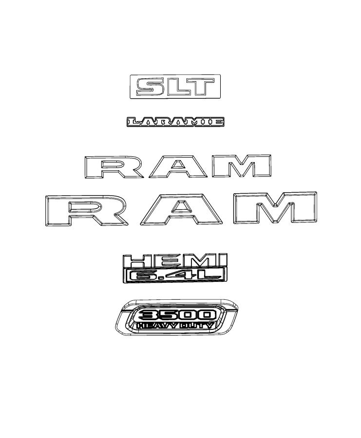 Diagram Nameplates, Emblems and Medallions. for your Ram