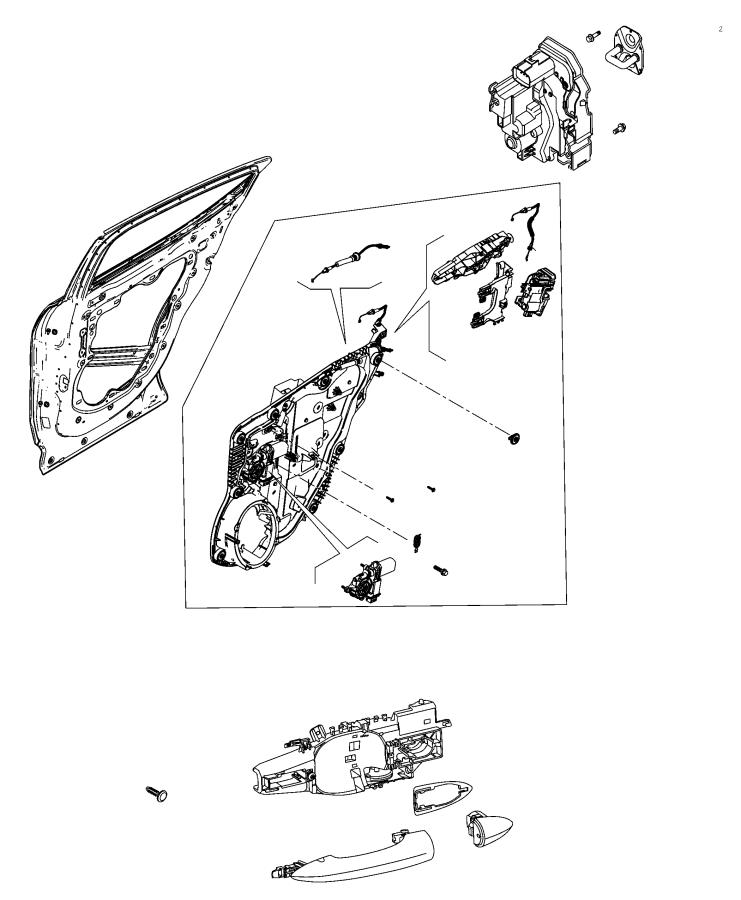 Diagram Rear Door, Hardware Components. for your 2021 Dodge Charger   