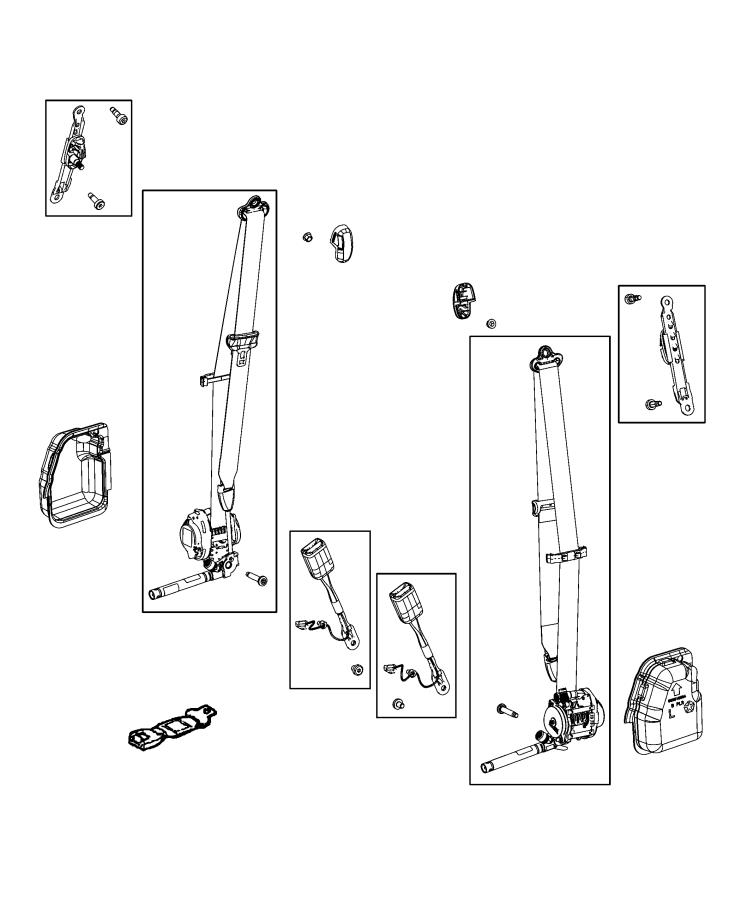 Diagram Seat Belts, First Row. for your 2019 Dodge Challenger   