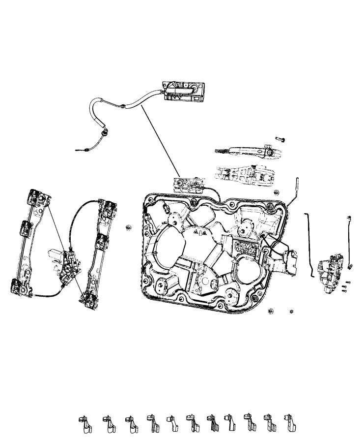 Diagram Front Door, Hardware Components. for your 2024 Dodge Durango SRT Hellcat  