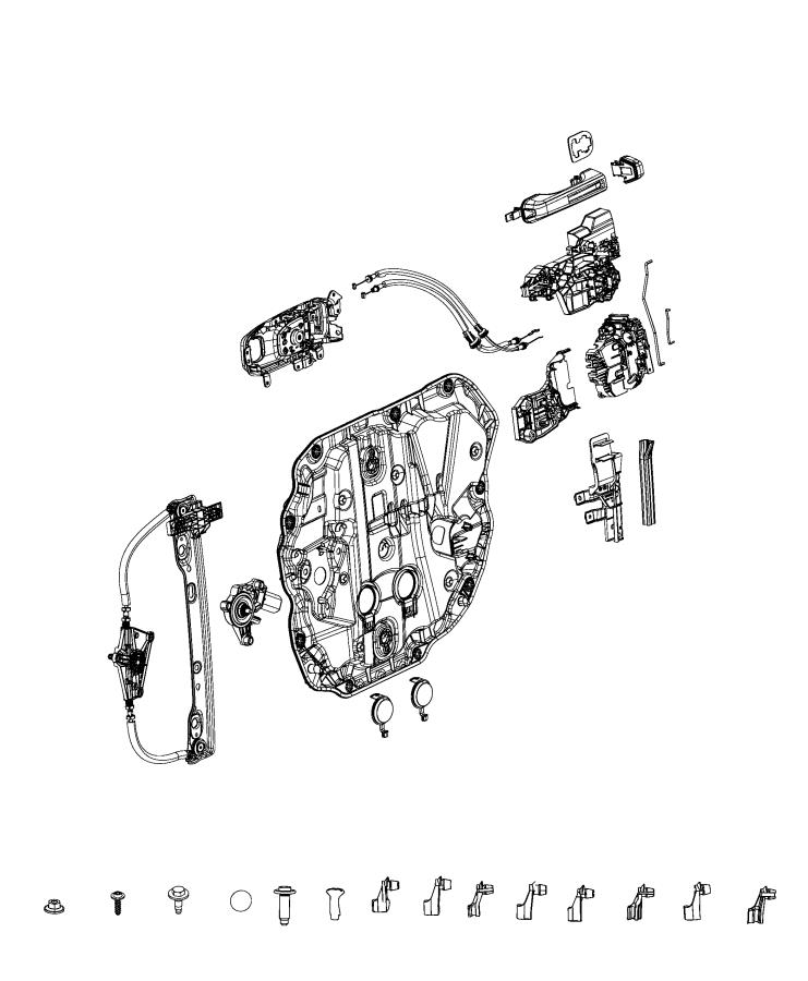 Diagram Front Door, Hardware Components. for your 2018 Jeep Wrangler   