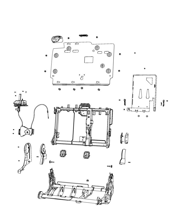 Diagram Second Row - Adjusters, Recliners, Shields and Risers, Split Seat. for your Jeep