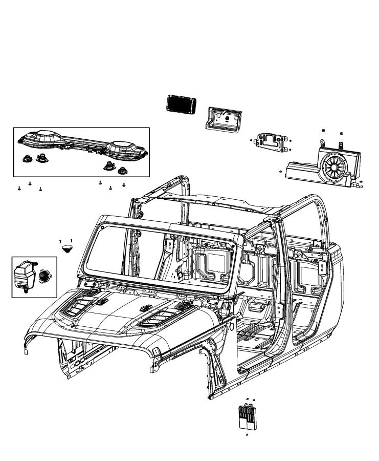 Diagram Speakers, Amplifier and Sub Woofer. for your Jeep Gladiator  