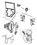 Diagram Rear Door, Hardware Components, Full Door. for your 2021 RAM 1500 Special Service Crew Cab