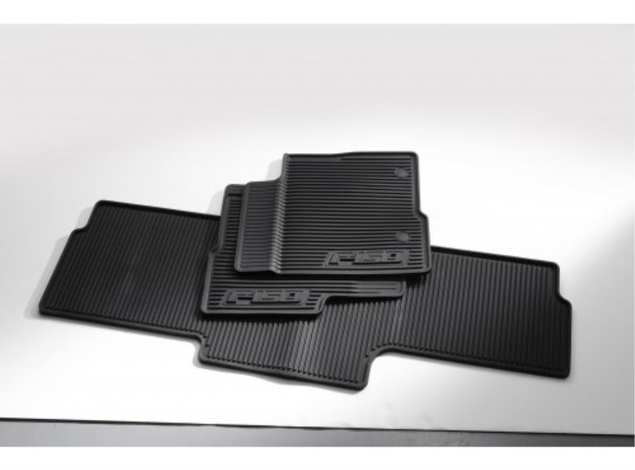 View AL3Z1813300AA Floor Mats - All-Weather Thermoplastic Rubber, Black 3-Pc., SuperCab Dual Retention Full-Sized Product Image