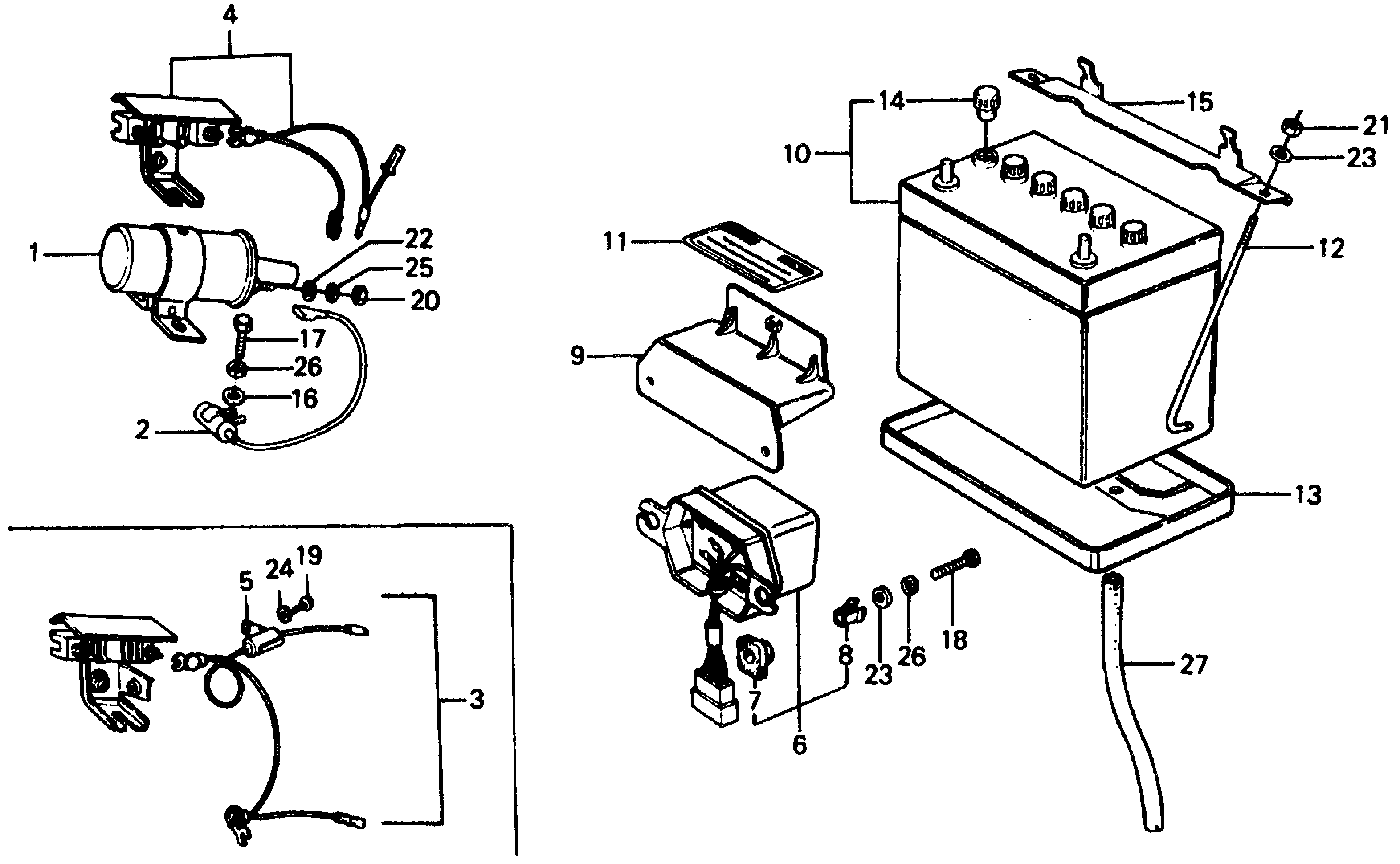 Diagram IGNITION COIL@BATTERY @REGULATOR for your 1977 Honda Civic Coupe 1.5L MT BASE 