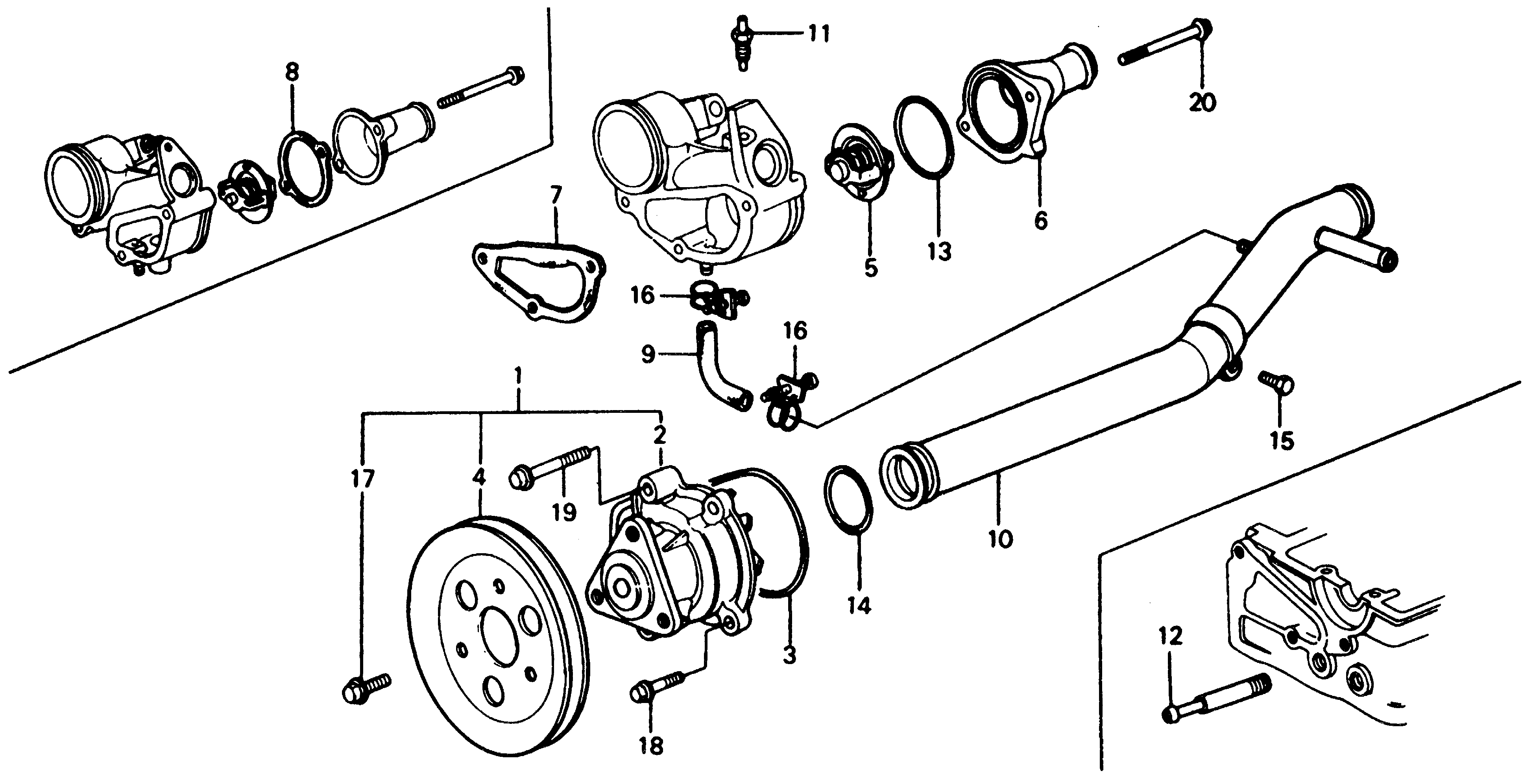 Diagram WATER PUMP@THERMOSTAT for your Honda Civic Hatchback  