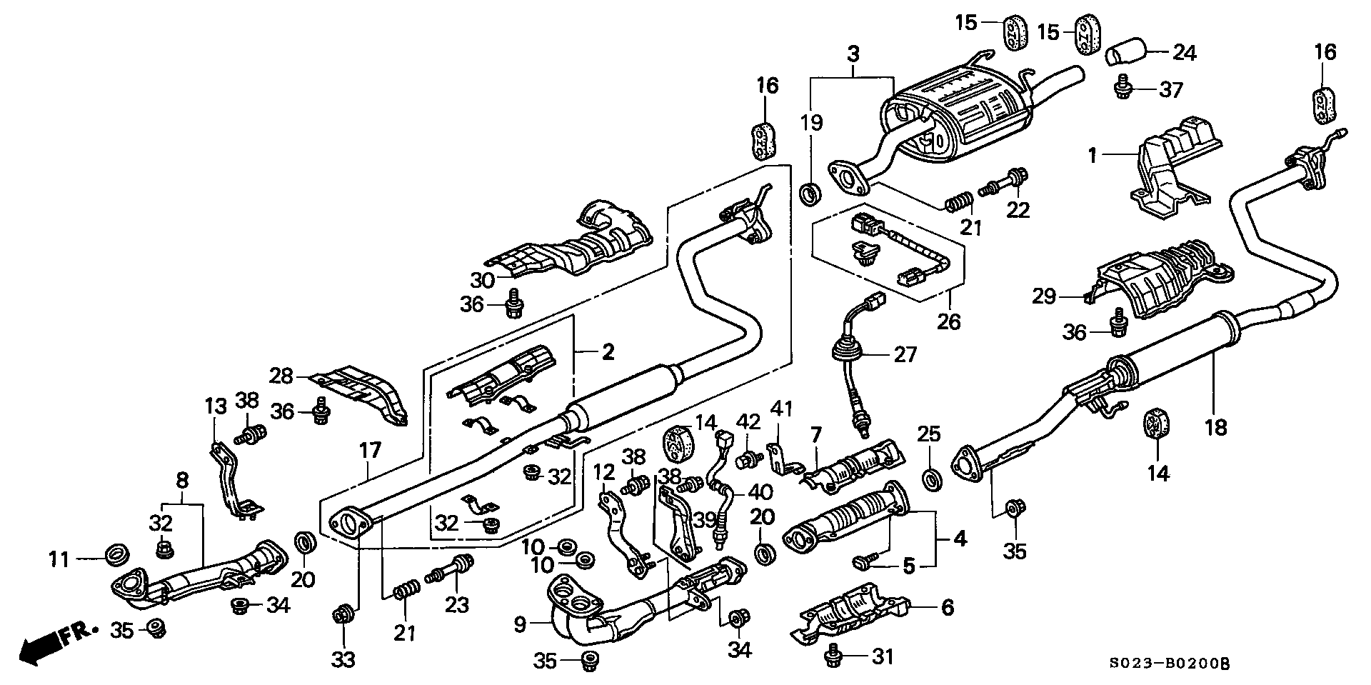 Diagram EXHAUST PIPE for your 1990 Honda Accord Coupe 2.2L AT LX 