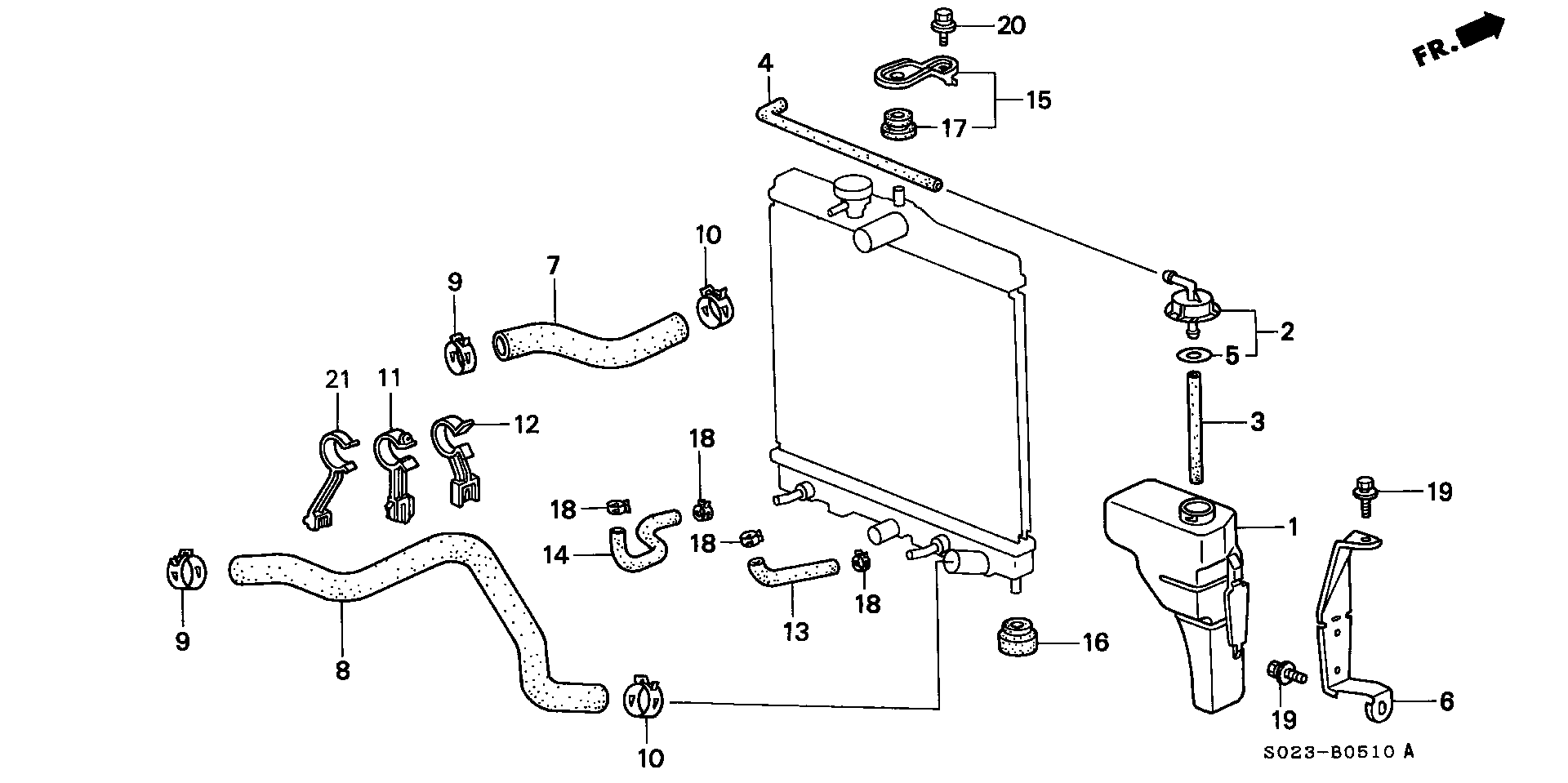 Diagram RADIATOR HOSE for your 1990 Honda Accord Coupe 2.2L AT LX 