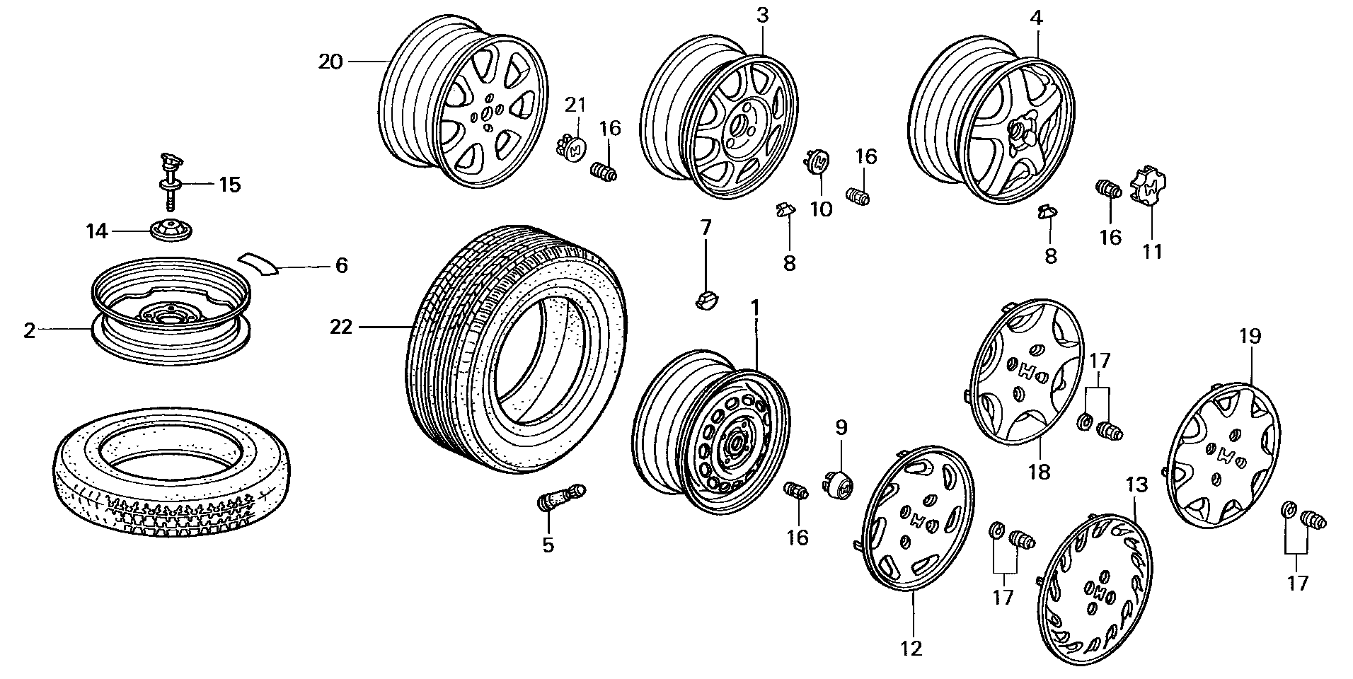 Diagram WHEEL DISK (1) for your Honda Civic Coupe  