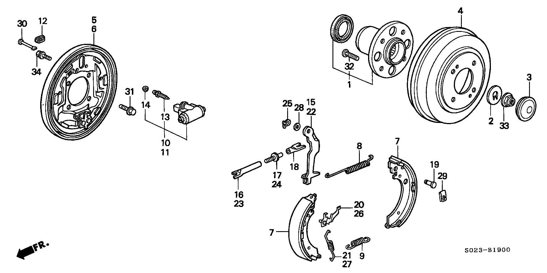 Full size assembly image of REAR BRAKE (DRUM) (1) (1/1)