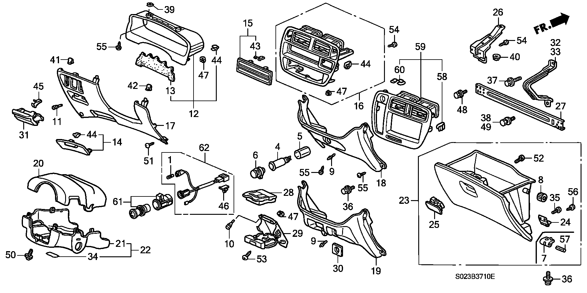 Diagram INSTRUMENT GARNISH for your 1997 Honda Accord Coupe 2.2L AT LX 