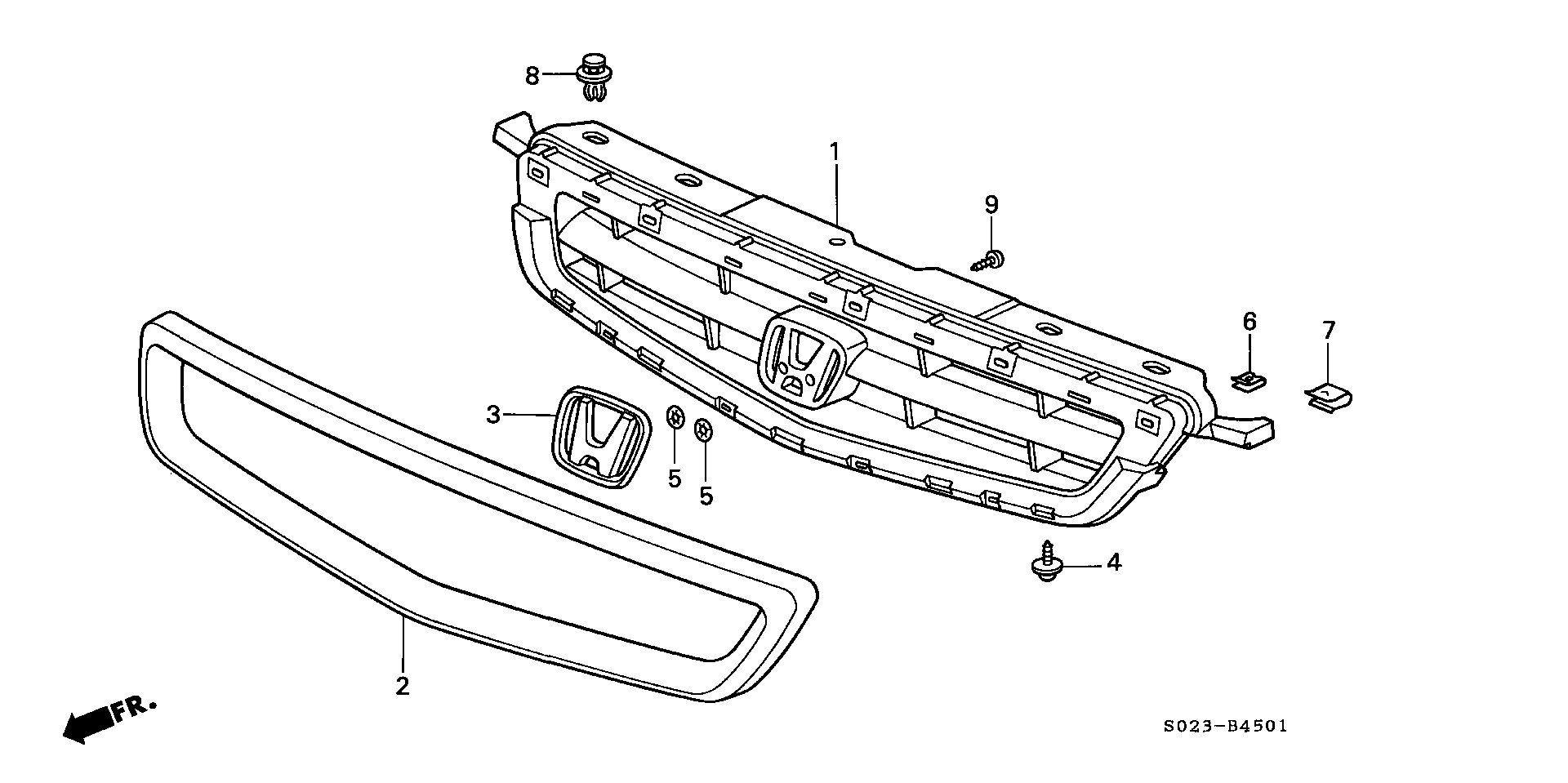 Diagram FRONT GRILLE (2) for your Honda Del Sol  