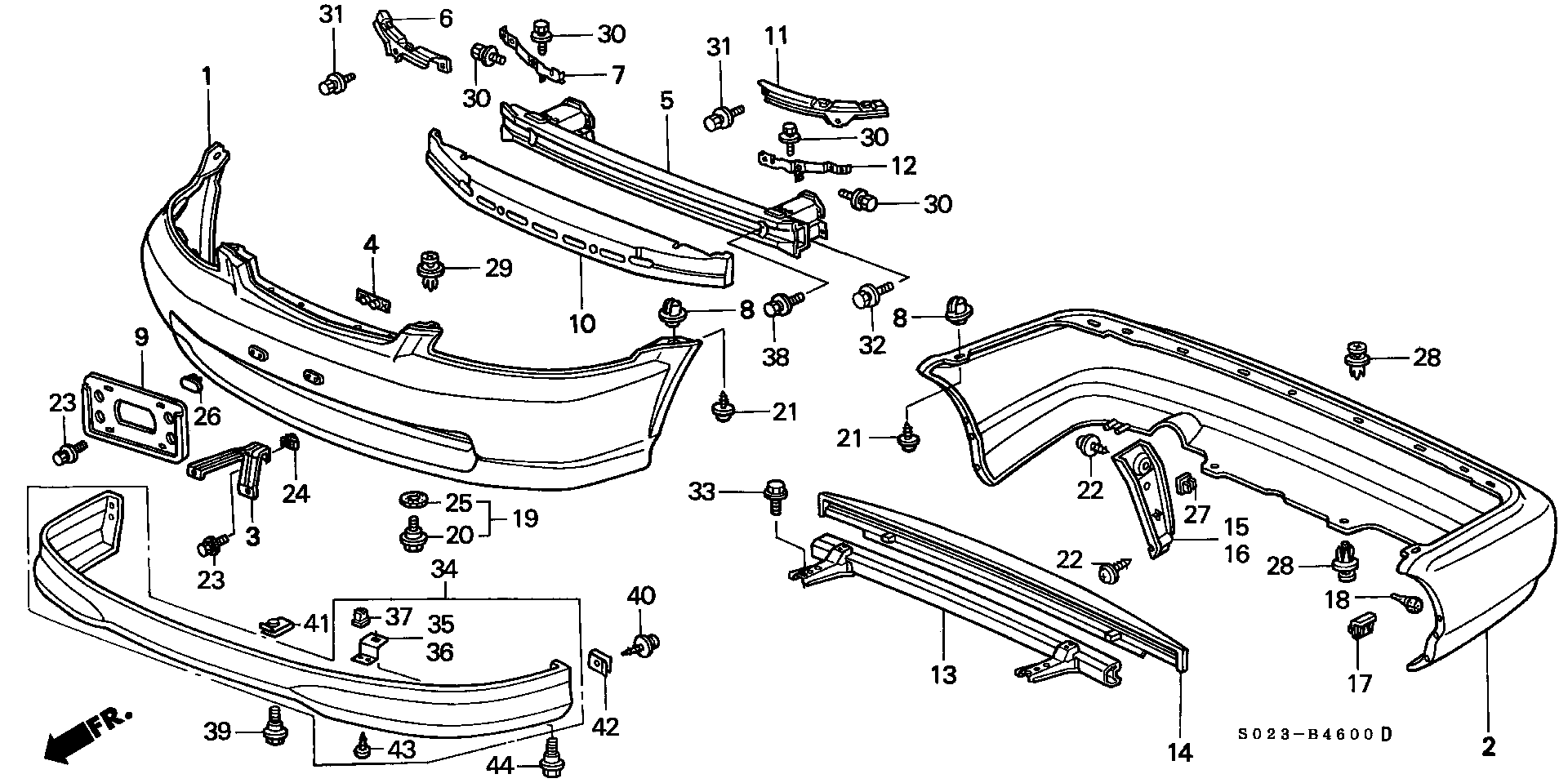 Diagram BUMPER for your 2002 Honda Civic Hatchback   