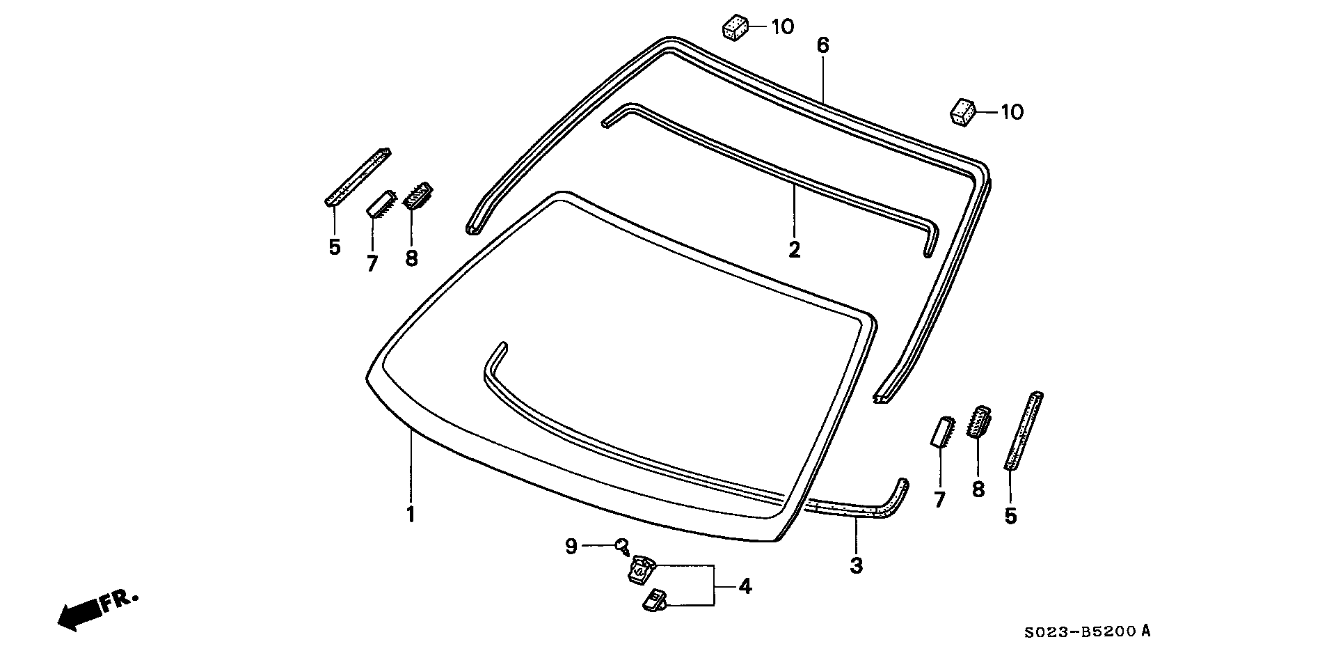 Diagram FRONT WINDSHIELD for your 2004 Honda Civic   