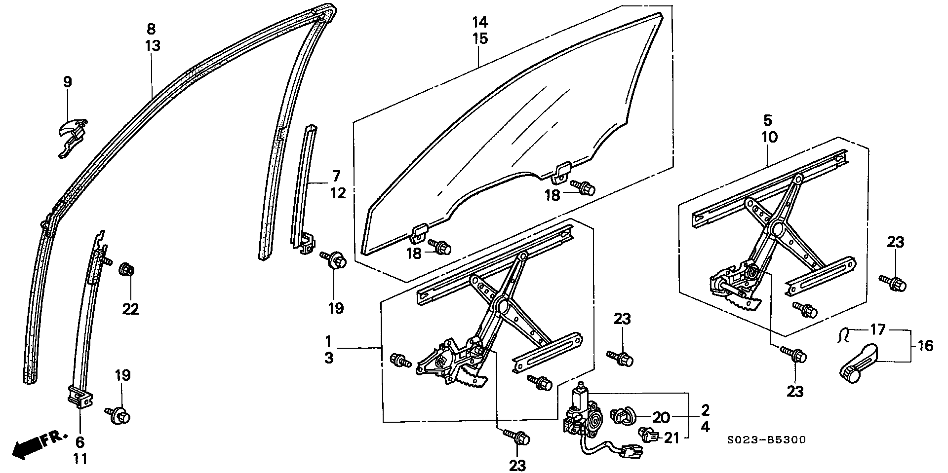 Diagram DOOR WINDOW for your 1990 Honda Accord Coupe 2.2L MT LX 