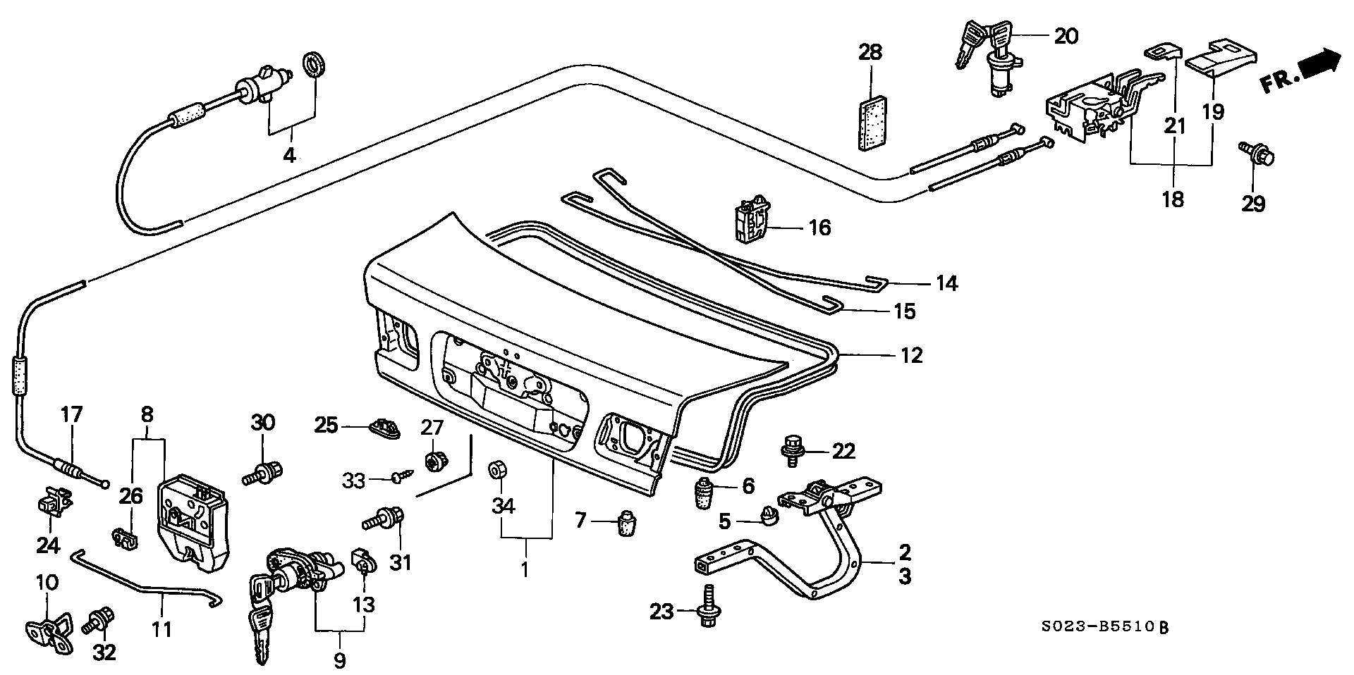 Diagram TRUNK LID for your 2023 Honda Accord   