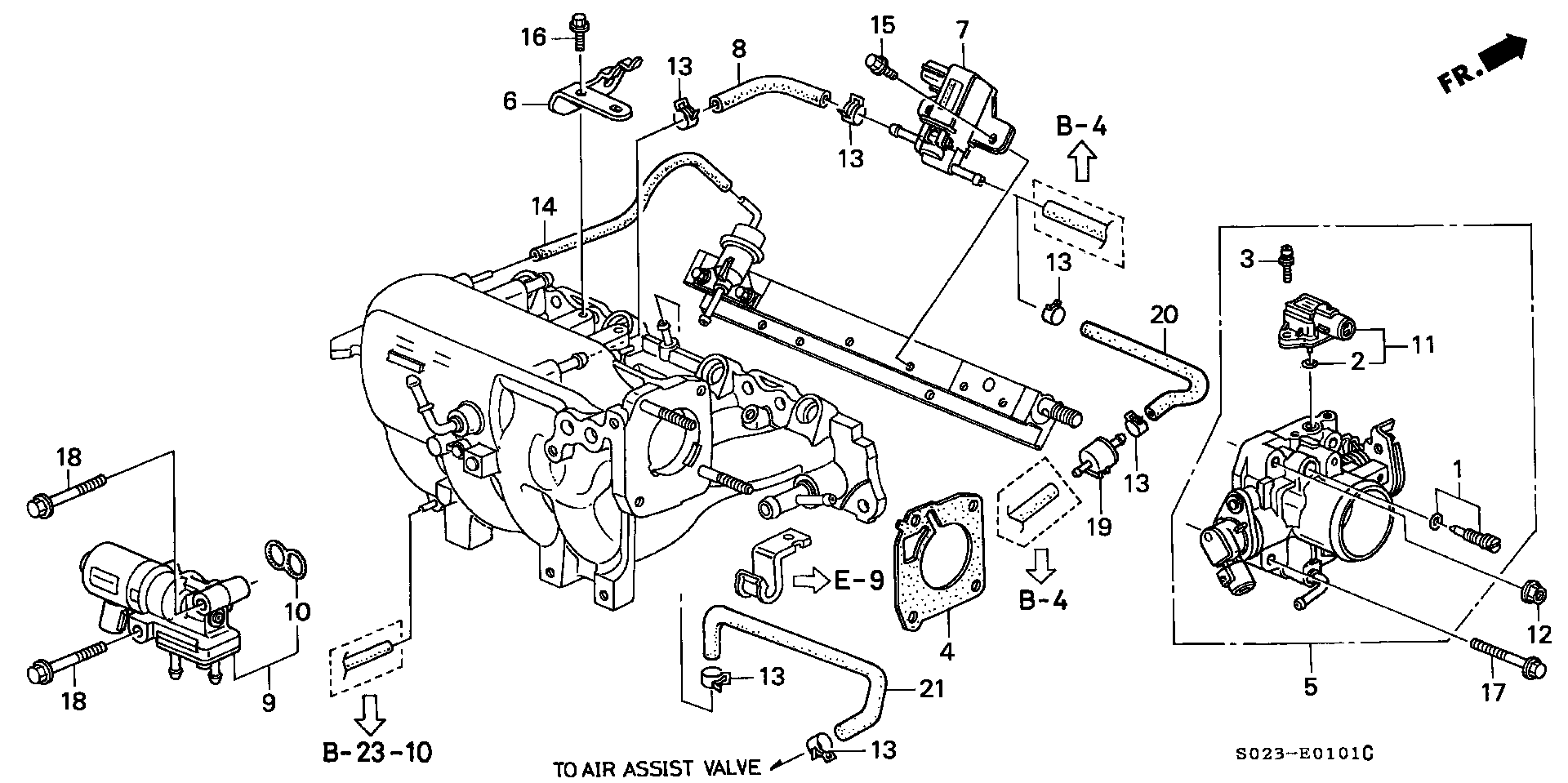 Diagram THROTTLE BODY (VTEC) (MT) for your 2010 Honda Pilot   