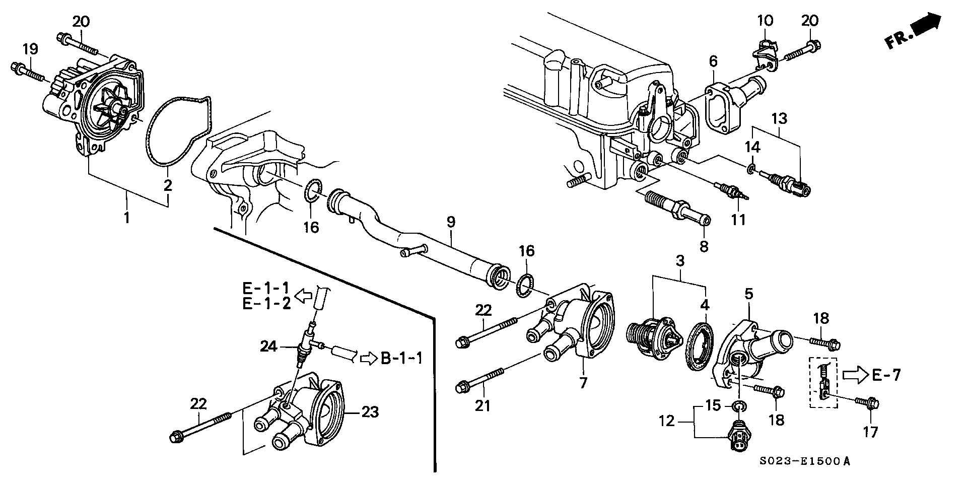 Diagram WATER PUMP@THERMOSTAT (SOHC) for your 1982 Honda Civic Hatchback   