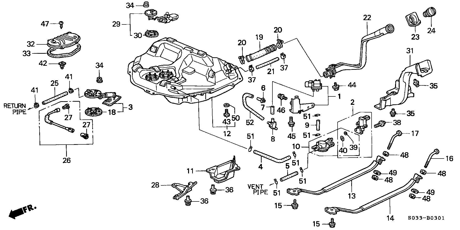 Diagram FUEL TANK (2) for your 1994 Honda Accord Coupe 2.2L MT LX 