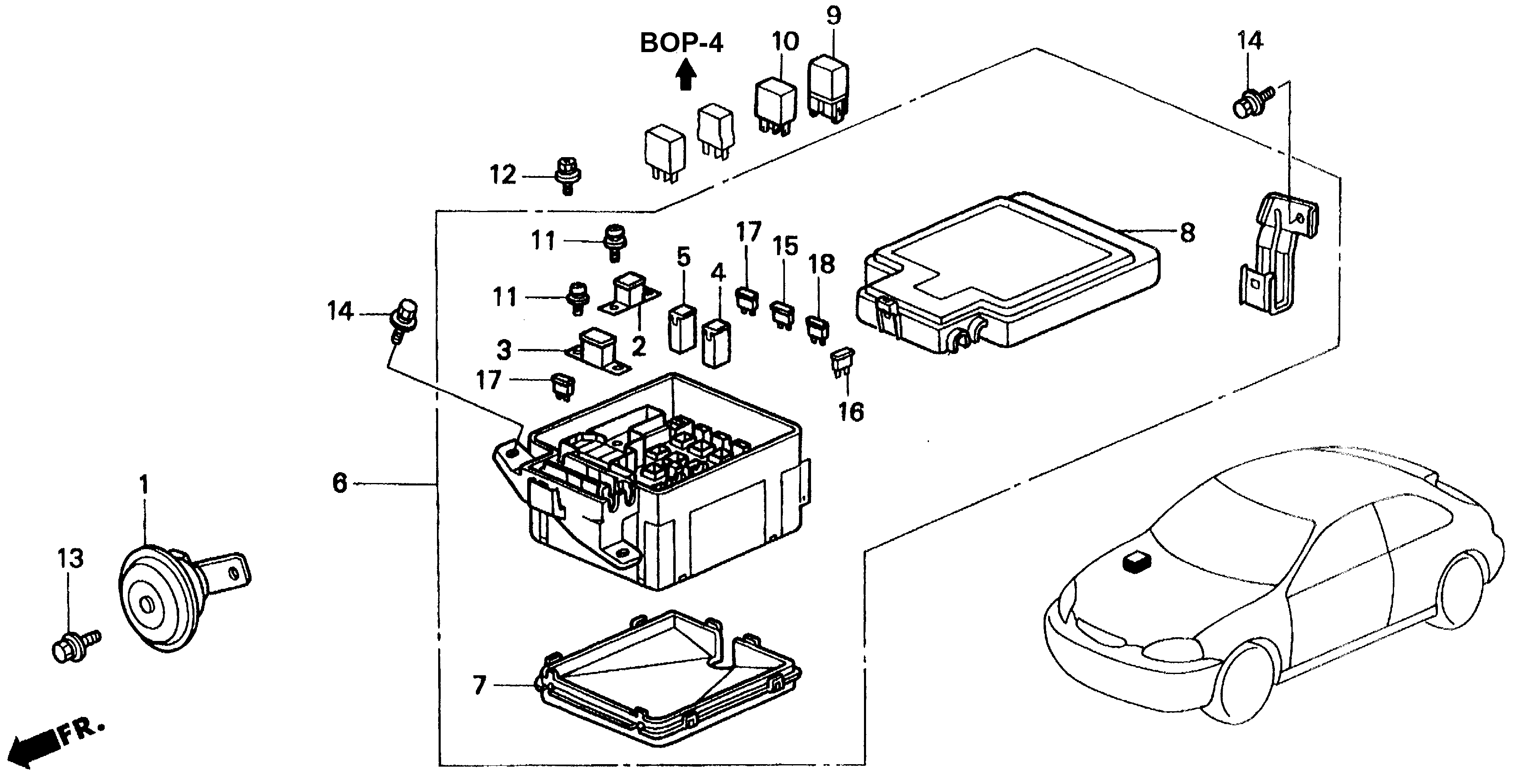 Diagram CONTROL UNIT (ENGINE ROOM) for your 2004 Honda CR-V   